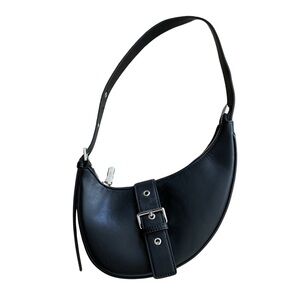 Black Vegan Leather Shoulder Bag
